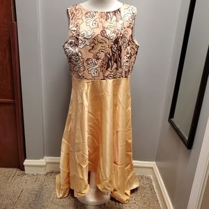 New Gold Floral Formal Asymmetrical Dress
